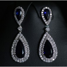 Platinum Plated Ruby | Emerald | Sapphire Drop Earrings - Diamond Cut Original Swiss Cubic Zirconia